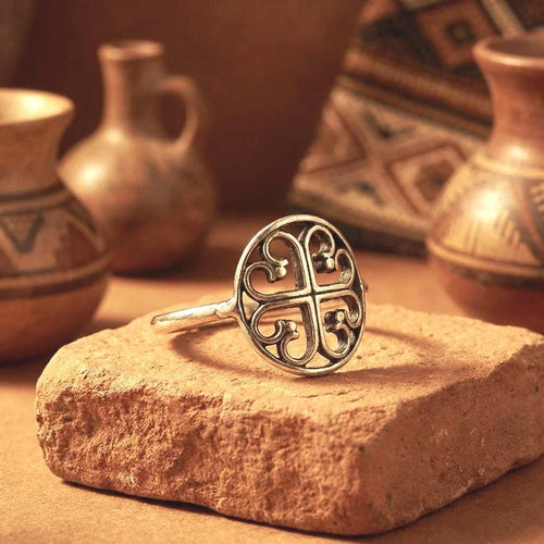 Handcrafted in Peru: 950 Fine Sterling Silver, 4-Leaf Clover Ring, Peruvian Jewelry