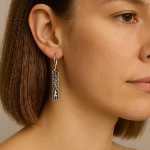 950 Fine Silver Oxidized Dangle Earrings, Handcrafted in Peru