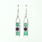 Handcrafted in Peru, 950 Fine Silver, Amazonite & Sodalite Dangle Earrings (6.20gr 4.5 cm)