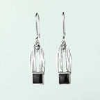 Handcrafted in Peru - 950 Fine Sterling Silver and black Onyx Long Dangle Earrings