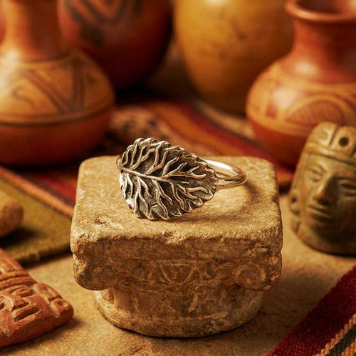 Handcrafted in Peru: 950 Fine Sterling Silver Leaf Ring, Peruvian Artisan Jewelry