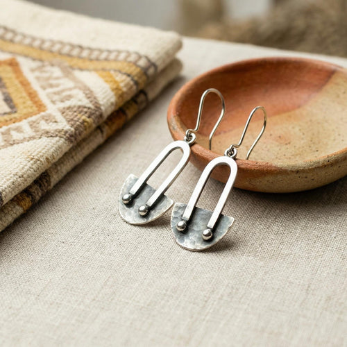 950 Fine Sterling Silver, Handcrafted Dangle Earrings: Oxidized Peruvian Jewelry