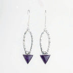 Handcrafted in Peru- 950 Fine Silver &  Amethyst Geometric Earrings  (6.0 g, 5.0 cm)
