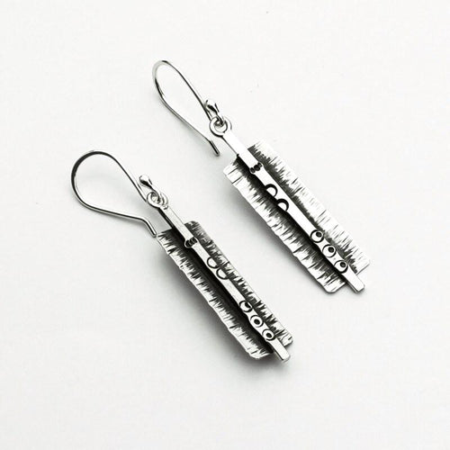 Handcrafted in Peru - 950 Fine Sterling Silver, Dangle Earrings: Oxidized Jewelry