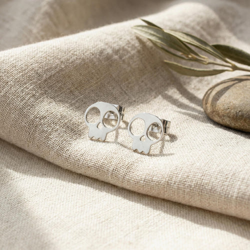 950 Sterling Silver, Handcrafted Skull Dangle Earrings, Handmade in Peru