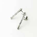 950 Sterling Silver Bar Stud Earrings, Textured Oxidized Design, Handmade in Peru