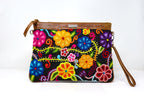 Adjustable Strap Handbag with Embroidered Denim - Made in Peru