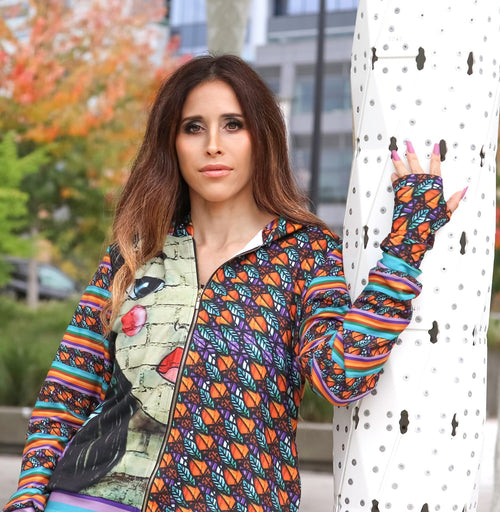 Autumn Mirage Hooded Graphic Jacket: Peruvian Artistry