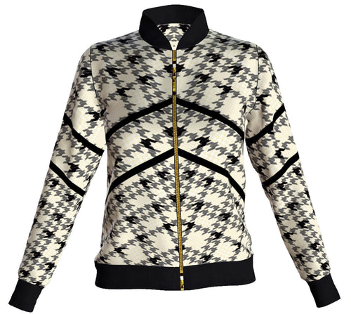 Pied de Poule Jacket: Collared Geometric Print, Peruvian Apparel
