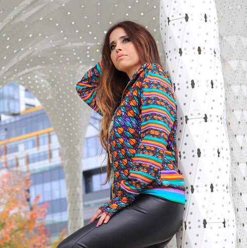 Autumn Mirage Hooded Graphic Jacket: Peruvian Artistry