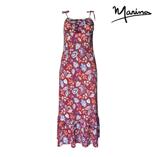 Burgundy Floral Pima Cotton Summer Dress: Peruvian Fashion