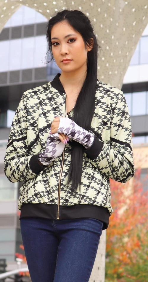 Pied de Poule Jacket: Collared Geometric Print, Peruvian Apparel