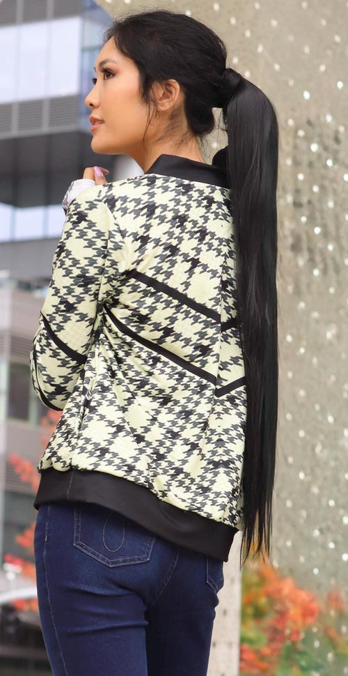 Pied de Poule Jacket: Collared Geometric Print, Peruvian Apparel